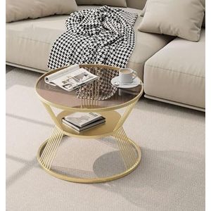 GZDZ Scandinavisch licht luxe lange regenboog glazen salontafel moderne eenvoudige kleine huishoudelijke gehard glas kleine ronde tafel (A3,60x45cm/24x18inch)