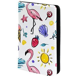 Aquarel Flamingo Slak Zon Zomer Patroon Paspoorthouder, Paspoort Cover, Paspoort Portemonnee, Travel Essentials, Meerkleurig, 11.5x16.5cm/4.5x6.5 in