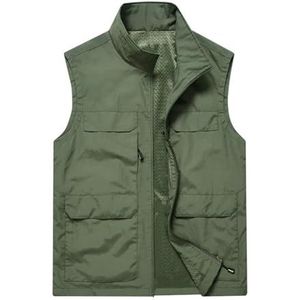 Pegsmio Outdoorvest voor heren met grote zakken, slim fit, opstaande kraag, jas, streetwear vest, EN8, M