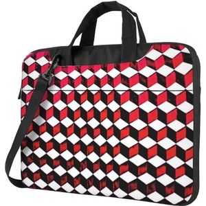 SSIMOO Grote witte stip stijlvolle en lichtgewicht laptop messenger bag, handtas, aktetas, perfect voor zakenreizen, 3d Rood Geruit, 15.6 inch