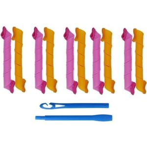 Haarrollers 10 stuks hitteloze haarkrulspelden geen warmte haarrollen slapen zachte spiraalvormige krullen luie permanent krulstaaf golf vormers haarstylingtools haarkrulspelden (kleur: 30 cm 10