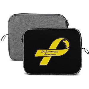 Geel lint Endometriose Awareness Laptop Sleeve Case Beschermende Notebook Draagtas Reizen Aktetas 13 inch