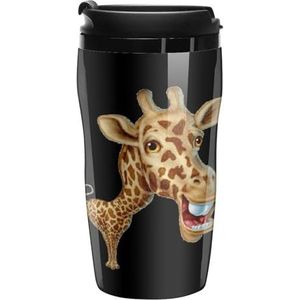 Grappige Cartoon Giraffe Koffiekopjes Met Deksels Dubbele Muur Plastic Reizen Koffie Mok Verwijderbare Dranken Tumbler 250ml