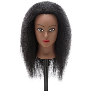 16-18 ""Mannequinhoofd met 100% echt mensenhaar for cosmetologie Mannequinhoofd Poppenhoofd Kapper Opleidingspraktijk(Head 2)