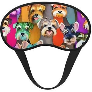 Slaap-oogmasker voor vrouwen en mannen, zacht, comfortabel slaapmasker, verduisterend, slaapoogbedekking voor reizen, yoga, dutje, werkolie, schattige schnauzer-honden