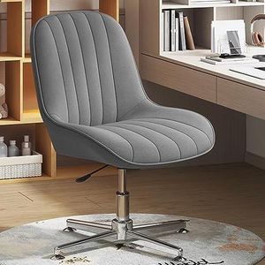 Cross Legged Bureaustoel Armless Bureaustoel Zonder Wielen Hoge Rug Draaibare Bureaustoelen Hoogteverstelling Computer Stoel Voor Ijdelheid Home Office Slaapkamer (Color : /Dark gray)