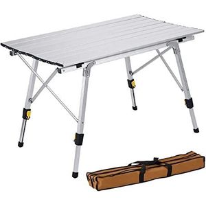 Picknicktafels Outdoor Camping Telescopische Klaptafel Houtnerf Aluminium Bureau Draagbare Corrosiebestendige Zelfrijdende Reistafel (Color : Dark Khaki, Size : 120 * 70 * 58cm)