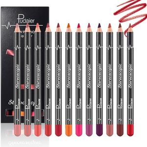 Aseawave Lipcontourpotlood, 12-delige lippenstiftset, crème, mat, sterk gepigmenteerd, make-up cadeauset voor meisjes en vrouwen voor dagelijks gebruik/reizen