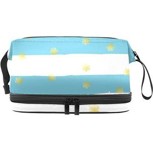 Dubbele Laag Cosmetische Tas Gouden Stippen Draagbare Make-up Tas Reizen Organizer Pouch voor Vrouwen Meisjes Toiletartikelen Tassen, Meerkleurig, 27x15x14 cm/10.6x5.9x5.5 in, Make-up zakje