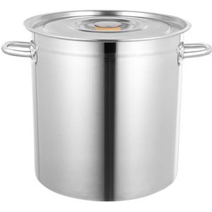 Kookpan, 35 liter, roestvrij staal, soeppan, grote pan met anti-slip groeven en metalen deksel, kookpannen voor huishoudens en restaurants