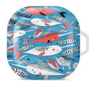 Narwhals oordopjes hoesje compatibel met Samsung hard shell beschermhoes wit stijl