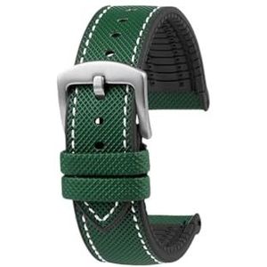 Jeniko Compatibel met Breitling Compatibel met Omega Compatibel met IWC Mark nylon geel rubber Onderkant horlogeband 20 mm 22 mm 23 24 mm band Heren waterdichte polsband Horlogeband (Color : Green Wh