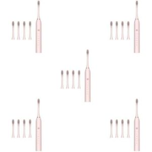 5 Set van Elektrische Tandenborstel 4 Tanden Hoofden IPX7 Waterdichte Automatische Tandenborstel Roze