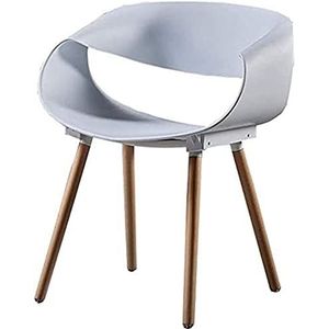 GEIRONV 1 stuks moderne keuken eetkamerstoelen, houten poten rugleuning stoel eetkamerstoelen vrije tijd plastic stoel kantoor vergaderstoel Eetstoelen (Color : White, Size : 47x50x80cm)
