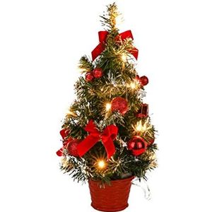 Prevessel 40 cm Miniatuur Pine Kerstboom Kunstmatige Tafelblad Kerstboom Kunstmatige Mini Kerstboom met LED Lichtslingers Tafelblad Kerstboom met LED-verlichting DIY Kerstversiering