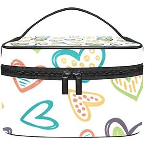 hart liefde schattige make-up organizer tas, reizen make-up tas organizer case draagbare cosmetische tas voor vrouwen en meisjes toiletartikelen, Meerkleurig, 22.5x15x13.8cm/8.9x5.9x5.4in