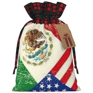 Mexicaanse Amerikaanse vlag Kerstmis trekkoord geschenkzakje (medium/klein) voor geschenken, kerstfeest, vakantie decoratie.