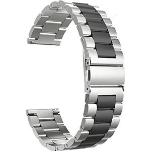 Roestvrijstalen bandjes passen for Garmin Forerunner 55 245 645m Smart Watch Band Metal Armband Riemen Compatible With aanpak S40 S12 S42 Correa (Color : Style 1 Silve Black, Size : For Vivomove HR
