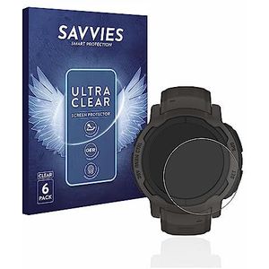 Savvies 6x Schermbeschermer voor Garmin Instinct 2/2 Solar Screen Protector Ultra Transparant
