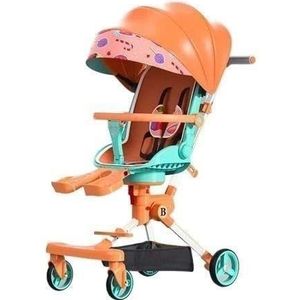 Kinderwagen schokabsorberende lichtgewicht trolley Tweewegtrolley Opvouwbare zit- of ligwagen (Color : Sugar Orange)