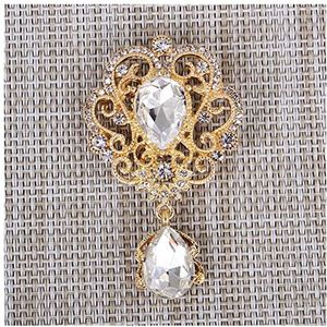 Broche Pins Luxe Goud Zilver Kleur Crystal Bloem Bruids Broches for Bruiloft Dames Feest Rhinestone Boeket Water Drop Broche Pins Broche (Size : Blue)