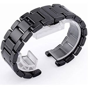 INEOUT Concave keramische riem 20 * 11 18 * 10 16 * 9mm horlogeband armband compatibel met Gucci Omega Gc Guess Dior Pasha (Color : Black, Size : 16mm-9mm)