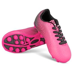 Vizari Stealth FG Voetbalschoenen voor kinderen - noppen outdoor voetbalschoenen voor jongens en meisjes, roze/zwart, 25.5 EU