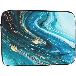 Turquoise Blauw Goud Marmer Print Laptop Case Waterdicht Schokbestendig Laptop Protector Computer Sleeve Cover Voor Kantoor Werk 17 inch