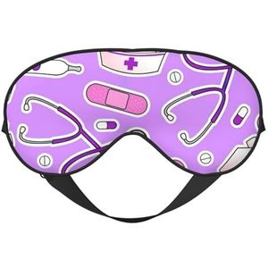 Verpleegster Patroon Paars Print Veelzijdige Oogmasker Volledige Dekking Slaap Aid Lichtgewicht Ademend Reizen Camping