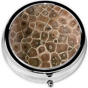 Petoskey Stone draagbare pillendoos, 3 compartimenten medicijnpillenetui, bedrukte pillenorganizer voor zakportemonnee en reizen