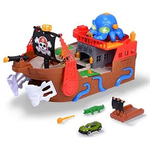 Dickie Toys - Piratenschip - uitgebreide speelgoedboot (41,5 cm) voor kinderen vanaf 3 jaar met auto-racebaan, speciale effecten, licht & geluid, geschikt als badspeelgoed en badspeelgoed