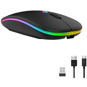 INDOTEAM Bluetooth USB draadloze muis | Slanke LED-kleurveranderende Bluetooth oplaadbare draadloze muis voor gaming, pc, laptops, Mac-computers | Stille klik Oplaadbare draadloze draadloze USB-muizen
