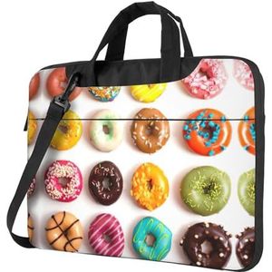 Hond Bloemen Ultra-Dunne Laptop Tas, Laptop Tassen Voor Zaken, Geniet Van Een Probleemloze En Stijlvolle Reis, Verschillende smaken van donuts, 14 inch