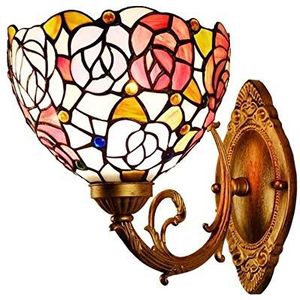 Tiffany Lamp Wandlichtwand Vintage Bloemig Bedwandstock Pastorale Roze Wandlamp Wandlamp Tiffany Stijl Voor Slaapkamer Woonkamer Gang