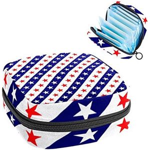 Sterren Diagonale Streep Periode Pouch Draagbaar,Tampon Opbergtas voor Maandverband, Meerkleurig, 4.7x6.6x6.6 in/12x17x17 cm