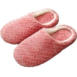 Dames herenpantoffels winter warm lang pluche zacht comfortabel katoenen schoenen paar slaapkamer harige dikke zool (Color : Red-C, Size : 40-41)