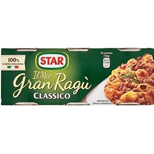 12 x Il Mio Gran Ragã Star Classico tomatensaus 100% Italiaans vleessaus, pastasaus, kruidensauzen, 3 x 100 g in blikjes