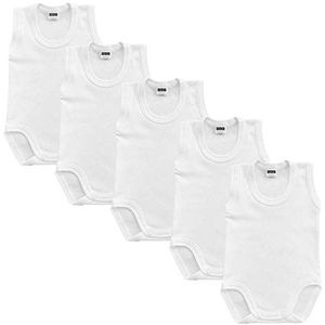 MEA BABY Unisex babyromper van 100% katoen in 5-pack, wit babybody voor meisjes, babybody wit voor jongens, wit, 80