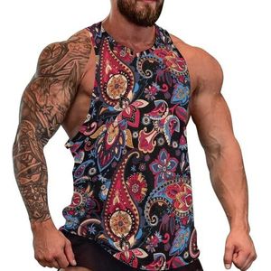 Vintage Paisley Heren Tank Top Grafische Mouwloze Bodybuilding Tees Casual Strand T-Shirt Grappige Gym Spier