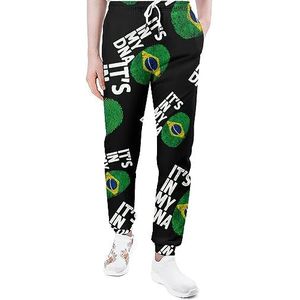 It's In My DNA Brazilië Flag1 Joggingbroek voor Mannen Yoga Atletische Jogger Joggingbroek Trendy Lounge Jersey Broek S