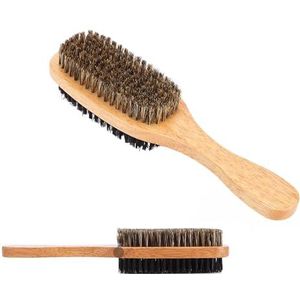 Baardborstel, professionele zachte haarborstel, antistatische borstel met houten handvat, 1 stuk met manen, voor baardtoupeerborstel, nat en droog haar, glad en krullend haar (bruin)