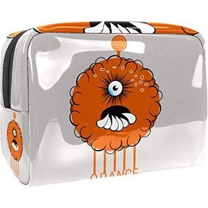 Draagbare make-up tas met rits reizen toilettas voor vrouwen handige opslag cosmetische zakje grappige cartoon robot oranje