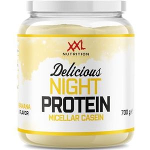 XXL Nutrition - Delicious Night Protein - 100% Micellar Caseïne Eiwit - Eiwitpoeder Proteïne Shake - Eiwitgehalte 79% - Banaan - 700 Gram