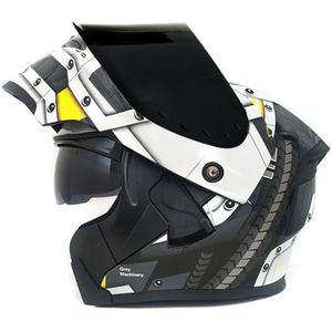 Opklapbare Motorhelmen ECEDOT-Goedgekeurde Integraalhelm Met Geïntegreerd Motormodulaire Helm Met Dubbel Vizier Crash Racing Helm Ventilatie Heren Dames 31,M:57-58CM