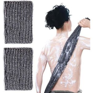 EUPSIIU 2 stuks peeling rugpeeling washandjes voor de douche, groot badapparaat voor het lichaam, voor douche, lichaamsreiniging en massage (zwart)
