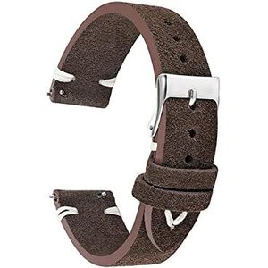 YingYou Handgemaakte Fluwelen Suède Horlogeband Hoge Kwaliteit Horlogeband 18mm 20mm 22mm 24mm Zwart Grijs Bruine Band (Color : Coffee with white, Size : 22mm)