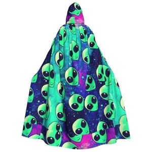 WURTON Groene Alien Carnaval Kostuums Voor Volwassenen Cosplay Cape Kostuums Mantel Met Capuchon Voor Vrouwen Mannen 190Cm