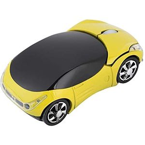 Draadloze muis voor meisjes, 2.4G draadloze muis Auto-vormige muis, 1600 DPI optische muis met USB-ontvanger voor gaming Kids Girls Small Hands Gift (geel)
