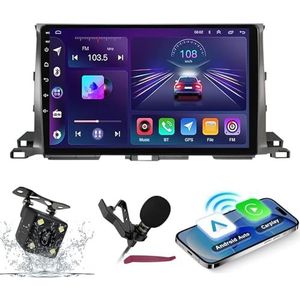 Android 14 Autoradio Navi voor T-oyota Highlander 2013-2018 9 ""Screenradio met draadloze carplay Android Auto GPS Navigatieondersteuning Bluetooth 5.0 HIFI FM 5G-WiFi SWC MIC-camera,M400s