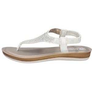 inblu Sandalen voor dames, flip-flops met strass en elastiek, wit, 40 EU, Wit, 40 EU